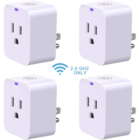 POWRUI Smart Plug, Mini WiFi Outlet Compatible with Amazon Alexa & Google Home,No Hub Required Timing Function Control Your Home,ETL Certified, (4 Pack)